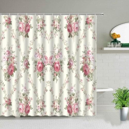 Flower and Plant Landscape Printing Pattern Printing Waterproof Bathroom Curtain Bathroom Decoration Shower Curtain