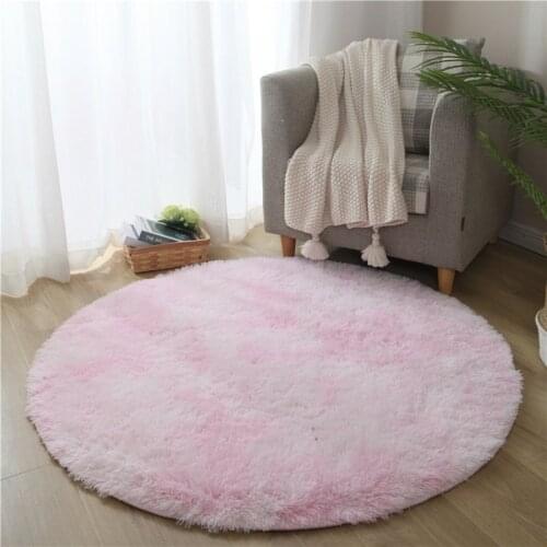 Shaggy Round Carpet Living Room Soft Plush Fluffy Rug for Bedroom Chair Floor Mat Pink Carpets Kids Room Cloakroom Area Rug