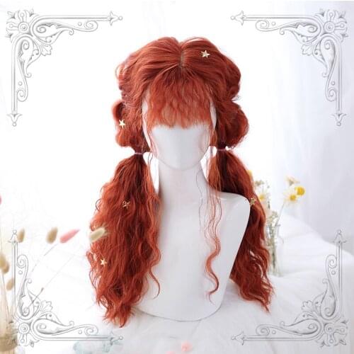 High Quality Harajuku Soft Girl Lolita Sheep Curly Fluffy Egg Roll Long Wig Masquerade Party