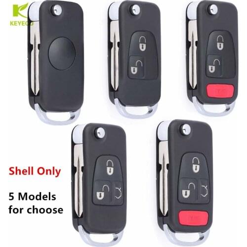 KEYECU Replacement Remote Flip Key Housing Shell Case Fob Uncut HU39 Blade for Mercedes-Benz C E ML S Dodge Sprinter