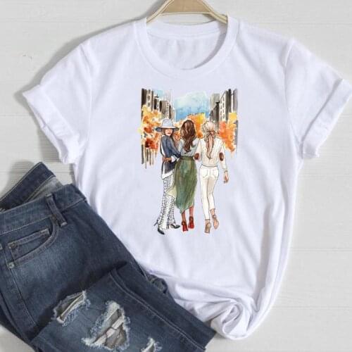 Female Tee Top Print T-Shirt Women Short Sleeve Friends Thanksgiving Happy Halloween Autumn Fall Graphic Clothes Tshirt T