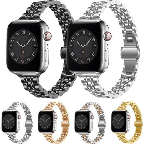 Womens Strap for Apple Watch 6 se Band 40mm 44mm Stainless Steel Slim Bracelet for iWatch Series 5 4 3 38mm 42mm Metal Wristband