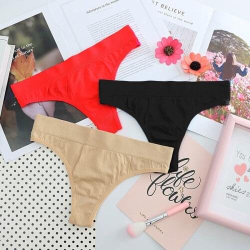Women Underwear Lingerie Sexy cotton Panties for Women String Thongs Solid Seamless ladies G-String Briefs Panties Underwear
