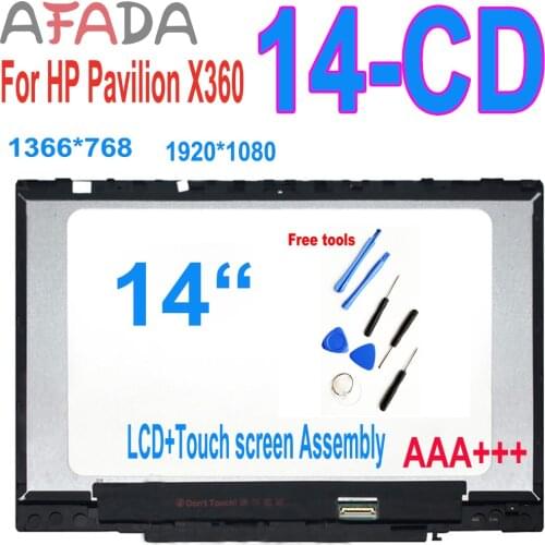 AAA+ 14" LCD For HP Pavilion X360 14-CD 14 CD Laptops Touch Screen LCD Display Digitizer Assembly Replacement 1366*768 1920*1080