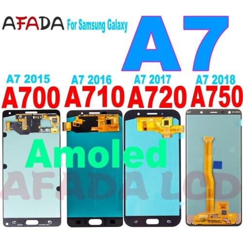 Super Amoled A7 Lcd For Samsung Galaxy A7 2015 2016 2017 2018 A700 A710 A720 A750 LCD Display Touch Screen Digitizer Replacement