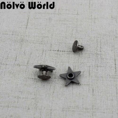 10 pcs 50 pcs 100pcs old silver Pentagram cover rivet Head Copper Feet Solid Rivets Fasteners Leather Crafts Bags shoes Studs