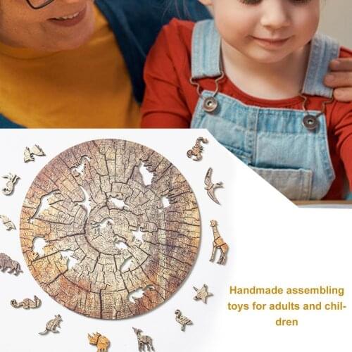 152Pcs/Set Fashion Wooden Puzzle UV Printing DIY Creative Cartoon Animal Children Educational Toys Jigsaw for Kindergarten 2021