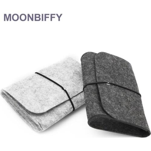 2017Protabale Power Bag Sleeve for Macbook Ultrabook Ipad Laptop Adapt Charger USB Cable Bag Digital Storage Bag Wool Felt Pouch