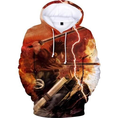 2019 LUCKYFRIDAY 3D Attack Giant Print Pullover Hoodie O-neck Pocket Mens Fashion Long-sleeved Hooded Sweatshirt Loose Hoodie