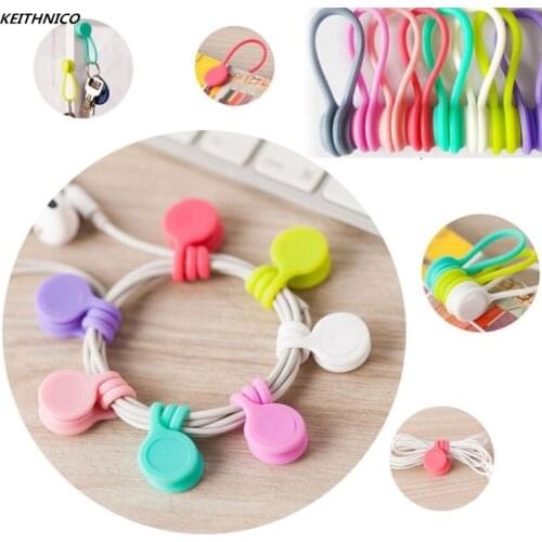 KEITHNICO 3Pcs Magnet Cable Management Earphone Cable Holder USB Charger Data Line Wire Cord Winder Cable Organizer