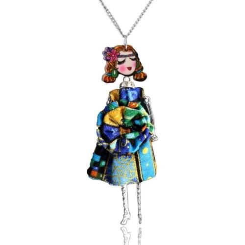 7 Style Handmade Flower Cloth Dress Girl Fairy Doll Necklace Sweater Fabric Crafts Women Hyperbole Jewelry Children Gift