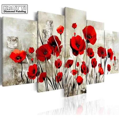 Full square drill Diamond embroidery Poppy flowers 5D DIY diamond painting Cross Stitch Multi-picture home decoration
