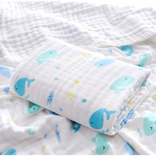 Bath Towel For Baby 100% Cotton Newborn Four Layer Gauze Cover Blanket Cartoon 110x110cm Square Soft Skin-friendly