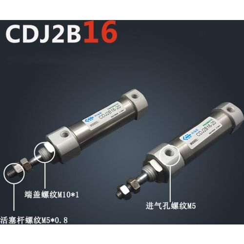 Free shipping CDJ2B16 Type Mini Pneumatic Cylinder Double Acting Single Rod 16mm Bore 10~150mm Stroke Air Cylinder CDJ2B16