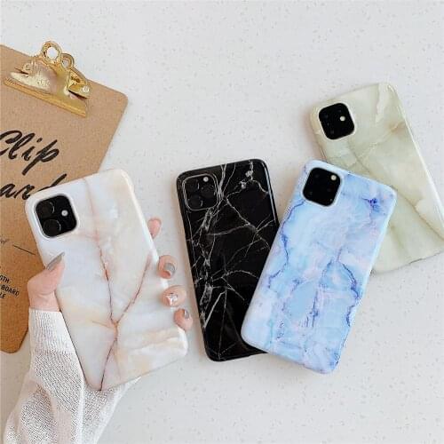 Glossy Light Green Blue Orange Marble Phone Cases For iPhone 7 6 6S 8 Plus Cover X 12 11 Pro XS MAX XR 7Plus Cover Coques Fundas