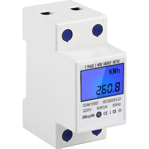 DDS-LDG 220 V 50Hz Single-Phase Electric Enery Meter with LCD Display 35mm Din-rail Mount