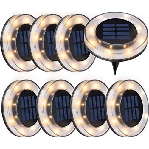 12 LED Solar Disk Lights 2/3/4/5/8PCS Solar Ground Light Outdoor In-Ground Garden Pathway Light For Yard Deck Lawn Patio Walkway