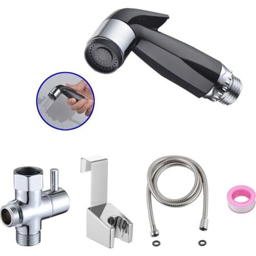 Hot Sale Wall Mount Universal Toilet Chrome Mixer with ABS Handheld Flusher Spray Gun Set Female Washer Spray Bidet Bathroom