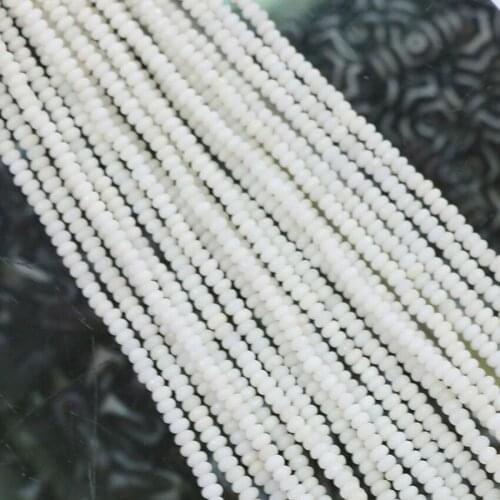 Hot white jades charms natural stone chalcedony 2x4mm faceted abacus round loose beads diy jewelry 15" B586