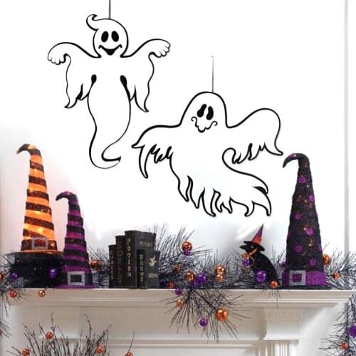 Halloween Ghost Wood Hanging Sign Wooden Wall Decor Halloween Ghost Door Signs for Home Outdoor Halloween Decorations