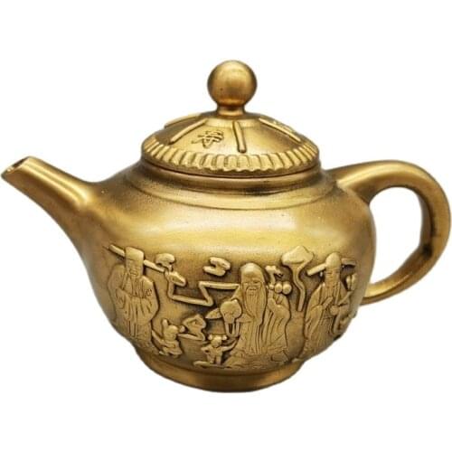 Chinese Old Bronze Statue Brass Eight Immortals Pot