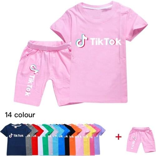 TIK TOK Children Clothing Sets Suit Baby Boy Summer Clothes Infant Cotton Short Sleeve T shirt Baby Girl T-shirts