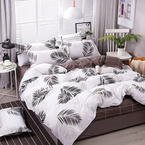 White Leaf Brown Double Sided Luxury Comforter Bedding Set Adult Fashion Modern King Queen Twin Size Bed Linen Duvet Cover Set