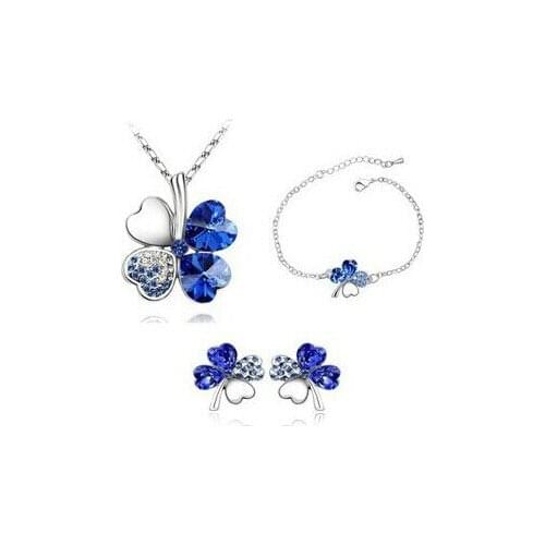 JS S019 Necklace Sets High Quality Blue Jewelry Sets Nickel Free Necklace Earring And Bracelet Sets