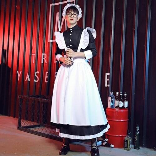 Cross Dress Maid Cosplay Costume For Men Women Butler Housekeeper Stage Performance Dresses Black White Hallween Adult Suit