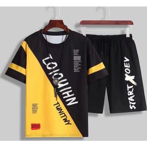 2021 Summer Mens Sets Korean Fashion Tracksuit Men Streetwear Casual Suits Men Harajuku Men Clothing Sport Suit 2 Piece Set Men