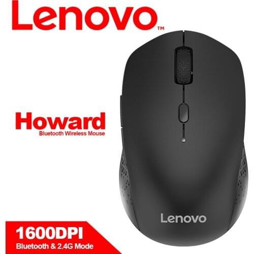 Lenovo Howard Bluetooth Witeless Mouse with 1600DPI Skin-Like Surface 10M Transmission Distance Mice for Windows 10 8 7