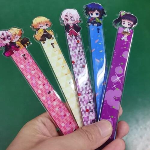 Anime Demon Slayer Kimetsu No Yaiba Tsuyuri Kanawo Hashibira Inosuke Agatsuma Zenitsu Acylic Figure Ruler Measuring Stationery