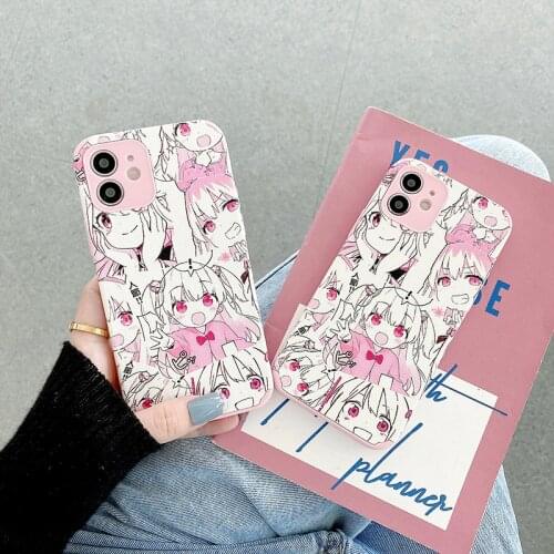 Kawaii Cartoon Anime Pink Girl Cute Phone Case For IPhone 12 Pro Max Case Mini 11 X XR XS 8 7 Plus SE 2020 Soft Back Cover Funda