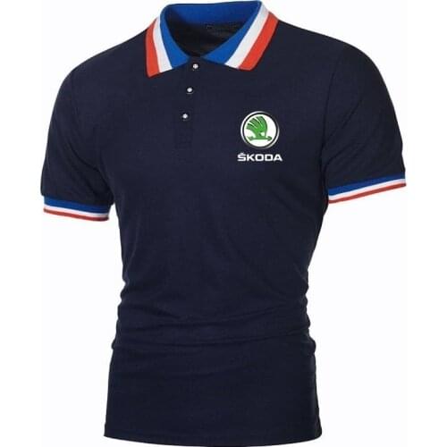 Youth Polo Shirts Casual Sport Mens TShirts Military Style Short-Sleeve Top Tees Skoda Car Lapel Topshirts Bodybuilding Jersey