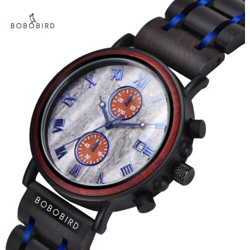 BOBO BIRD Mens Quart Watch Wooden Man Wrist Watches For Men Wrist Male Wristwatches Wood Man Clock Custom Logo Dropshipping