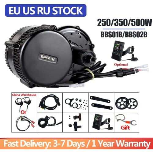 Bafang BBS01B BBS02B 8FUN Mid Drive Motor 36V 250W 350W 500W Brushless Motor Electric Bicycle/Bike Ebike Conversion Kit e-Bike