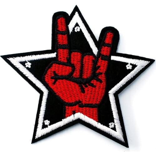 ROCK Size:8.0x8.5cm DIY Patches Cloth Patch Embroidered Cute Badges Hippie Iron On Cartoon Patches For Clothes Sticker