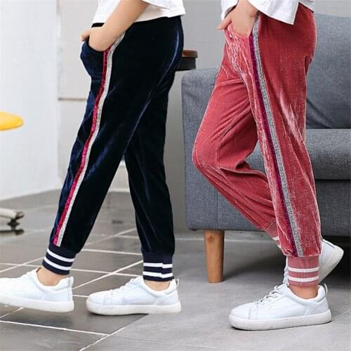 New Winter spring Girls boys Pants Children Gold Velvet Warm Trousers Kids Sports Casual Long Pants