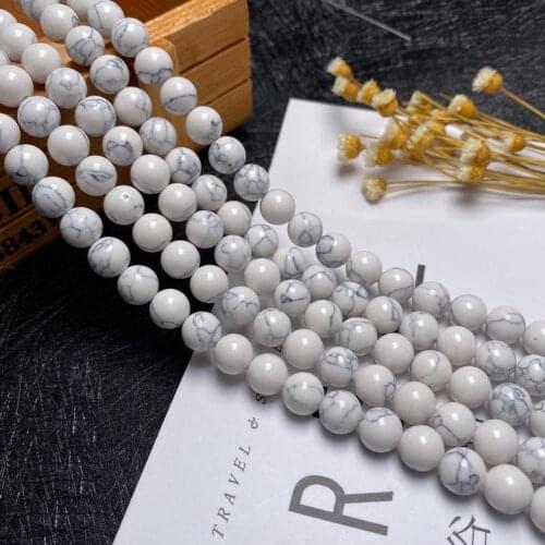 Wholesale 4mm 6mm 8mm 10mm 12mm White Stone Beads 15.5" Pick Size Loose Spacer Bead For Handmade bracelets charm Jewelry Making