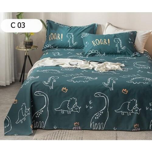 Cute Dinosaur Cartoon Bed Sheets 100% Cotton Kids Single Flat Bedsheet Lovely Baby Girl Boy Bedding Cover Home Textile JF003