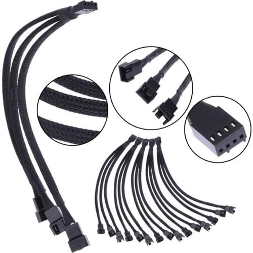 Extension Cable 1 to 3 Ways 4-pins CPU PWM Case Cooling Fan Splitter Hub Power Fan-out Adapter Cable 1pcs