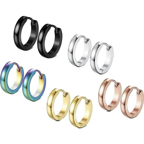 Fashion Women Men Punk Gothic Stainless Steel Simple Round Stud Earrings Lover 6 Colors Earring Jewelry