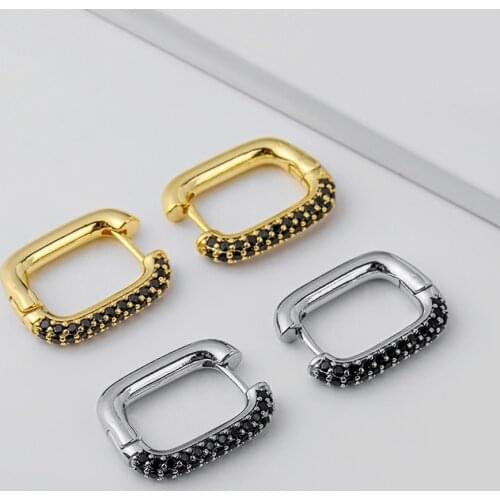 New Design U Shaped Small Hoop Earrings Lock Buckle Colorful CZ Stone Mixed Geometric Earring for Women Minimalist Party Jewelry