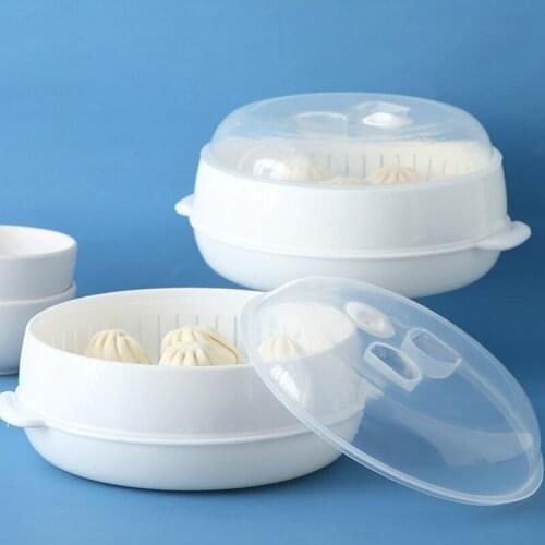 Single-Layer Microwave Oven Steamer Plastic Round Steamer Microwave Steamer With Lid Cooking Tool