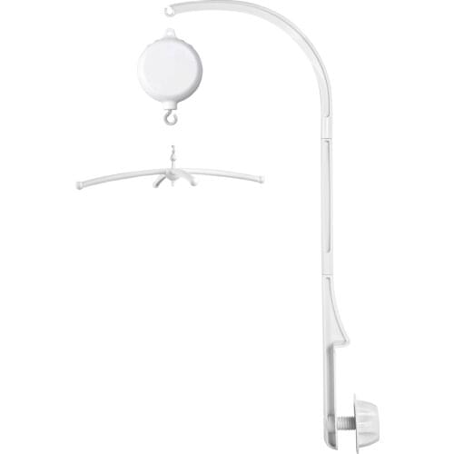 B Series Three Sections Crib Mobile Rotating White Bracket Bell Music Box Toy Can Hang Animal Doll Suitable For 0-12 Months Baby