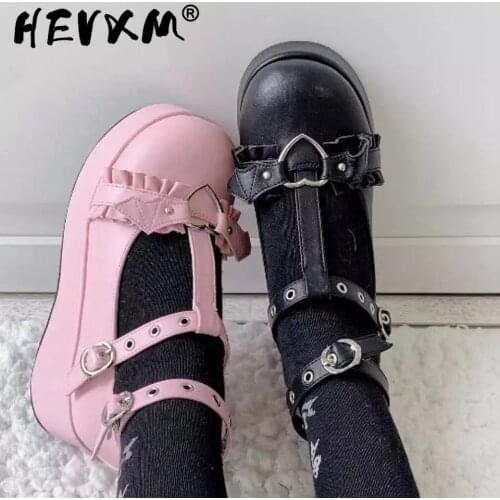 2021New Brand Female Lolita Cute Mary Janes Pumps Platform Wedges High Heels womens Pumps Sweet Gothic Punk Shoes Cosplay Shoes