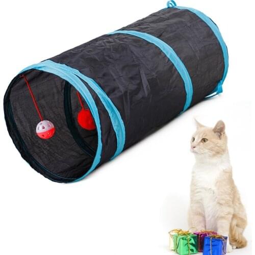 1pcs Funny Pet Cat Tunnel Foldable Cat Play Tunnel Tube Collapsible Crinkle Kitten Toys Puppy Ferrets Rabbit Play Pet Supplies
