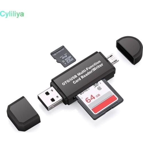 100pcs 3 In 1 USB OTG Card Reader Flash Drive High-speed USB2.0 Universal OTG TF/SD Card for phone pc