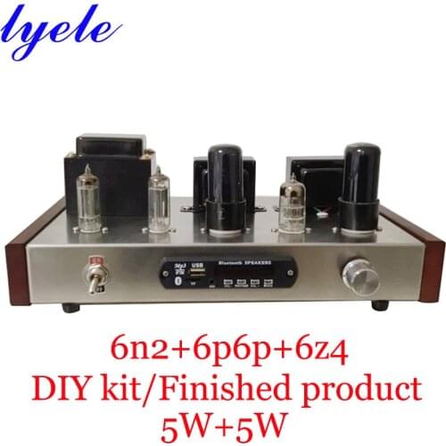 6n2 6p6p 6z4 tube amplifier dual 6z4 bile rectifier HiFi amplifier with Bluetooth 5.0 USB FM MP3 5W+5W