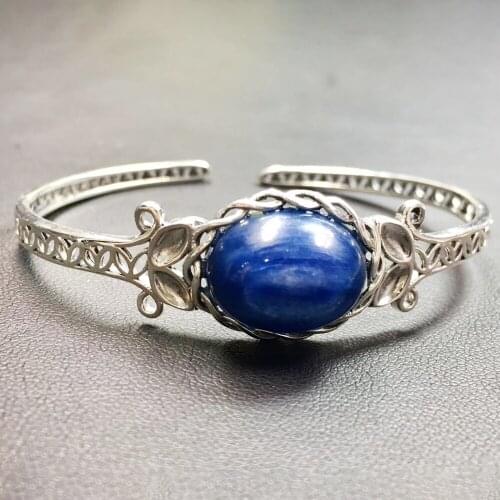 Natural Blue Kyanite Mosaic S925 Silver Bracelet Crystal Gemstone Bracelet Healing Crystal Stone Charme Women Jewelry Gifts